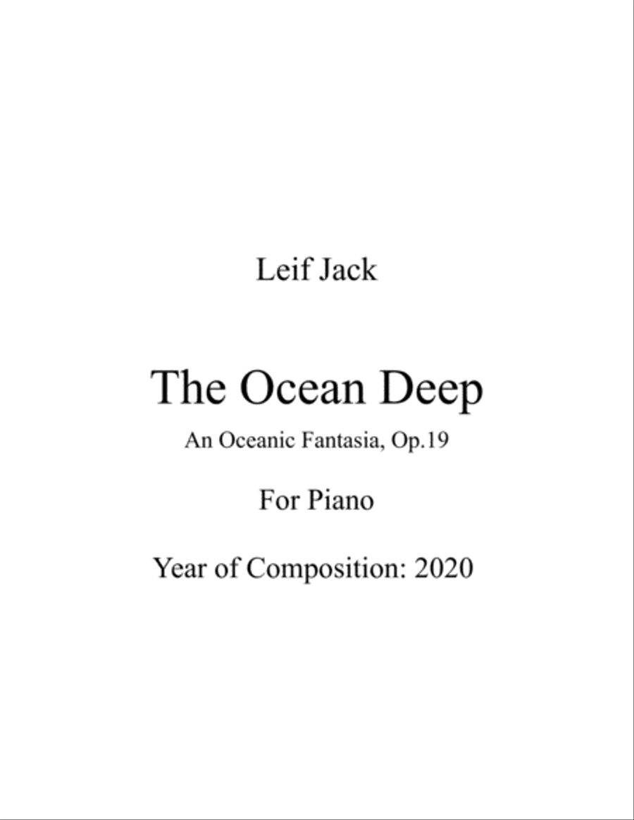 The Ocean Deep, Piano Version Piano Solo scores gallery preview page 1