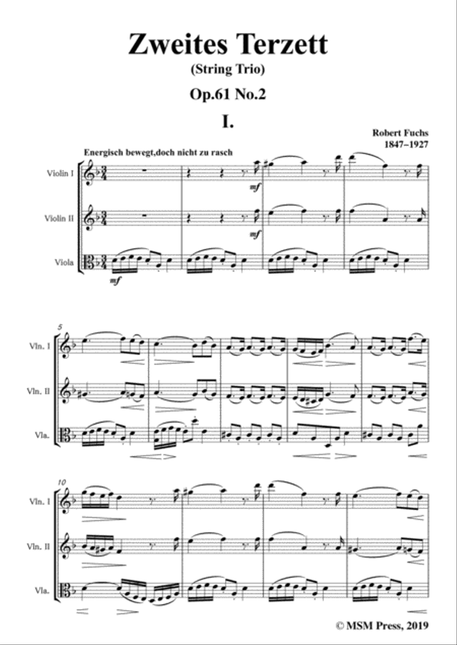 Fuchs-Zweites Terzett(String Trio),Op.61 No.2,for 2Voilins&Viola String Duet scores gallery preview page 3
