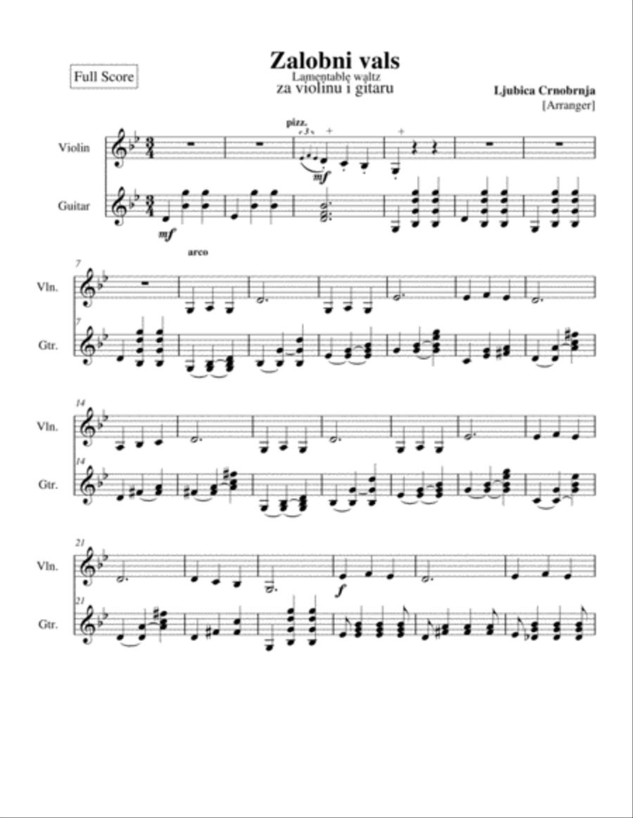 Lamentable Waltz Set of Parts scores gallery preview page 1