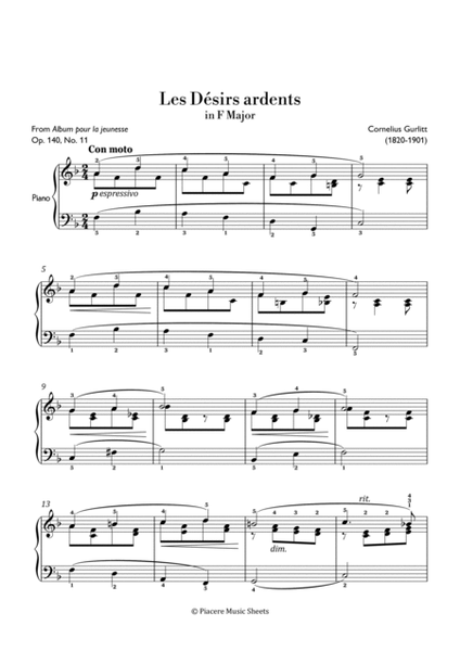 Gurlitt - Les Désirs Ardents in F Major - Intermediate image number null