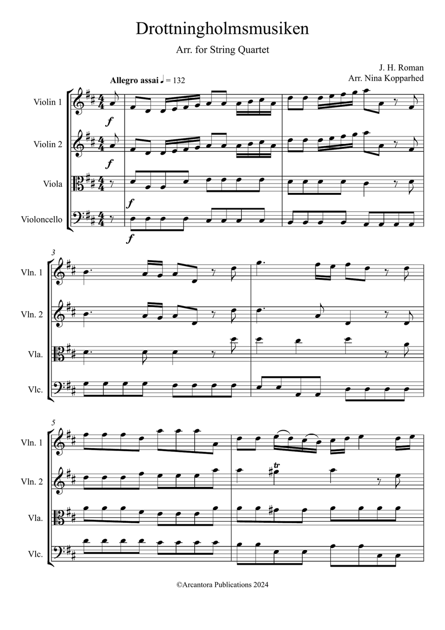 Roman: Drottningholmsmusiken for String Quartet String Quartet scores gallery preview page 3