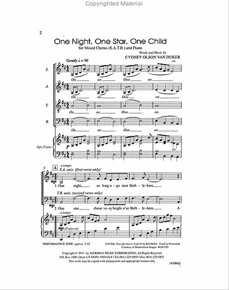 One Night, One Star, One Child - SATB 4-Part scores gallery preview page 2