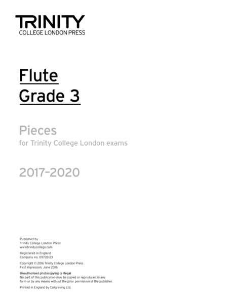 Flute Exam Pieces 2017-2020: Grade 3 (part only)
