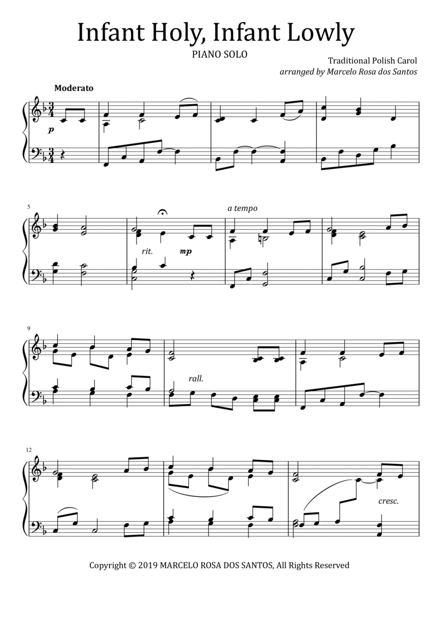Infant Holy, Infant Lowly (Piano Solo) Piano Solo scores gallery preview page 1