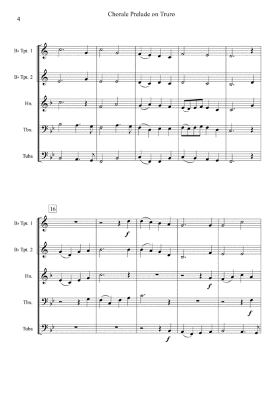 Chorale Prelude on Truro - Brass Quintet Brass Quintet scores gallery preview page 4