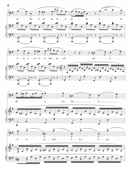 ROSSINI: La gita in gondola (transposed to E major, bass clef)