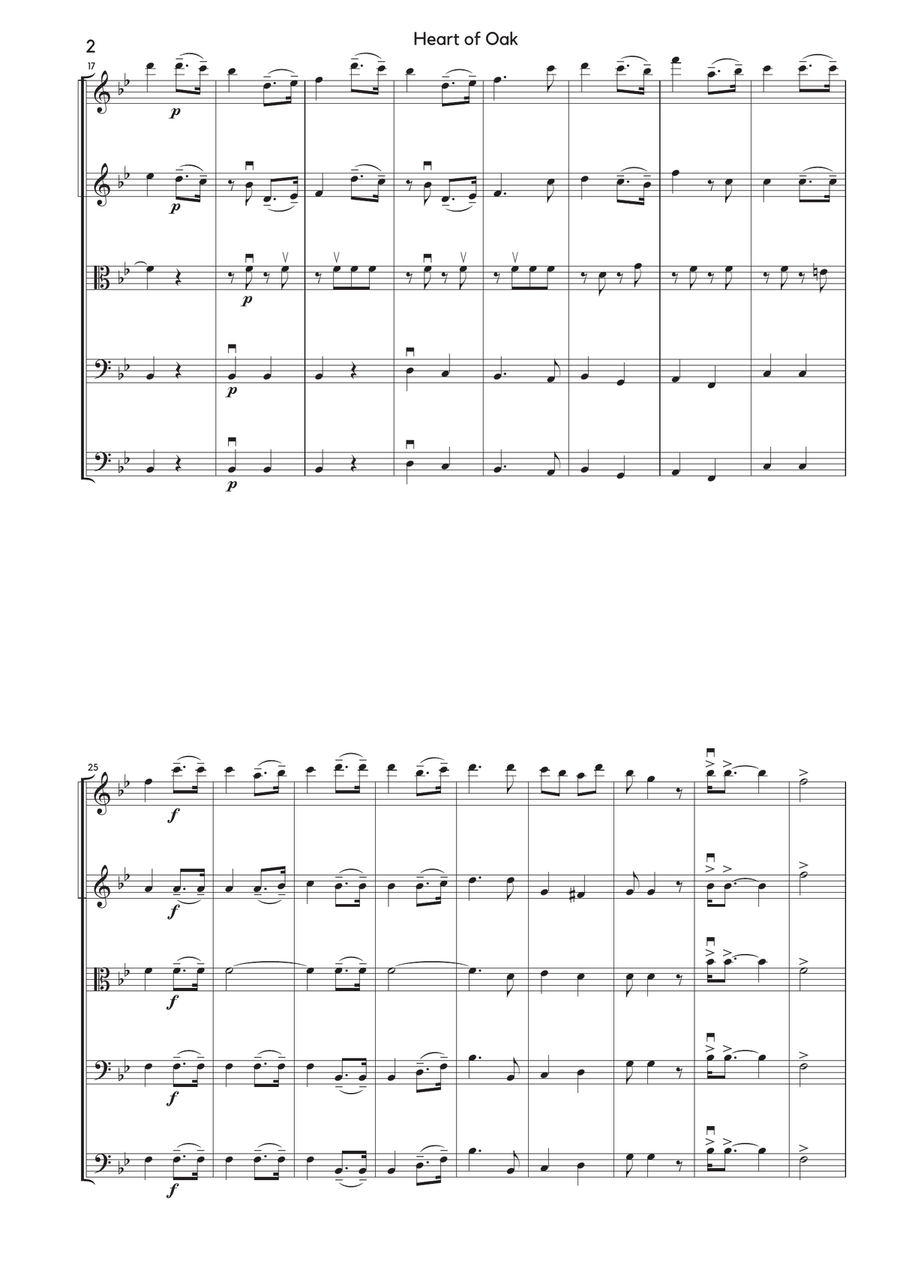 Heart of Oak, official march of the Royal Navy, arranged for string orchestra String Orchestra scores gallery preview page 2