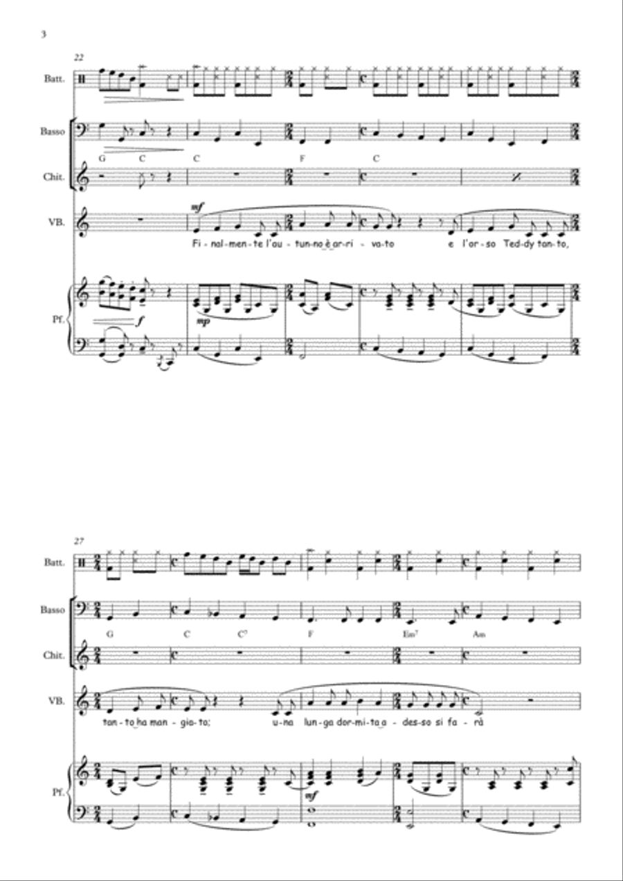 L'orso Teddy (Band version) Unison Choir scores gallery preview page 3