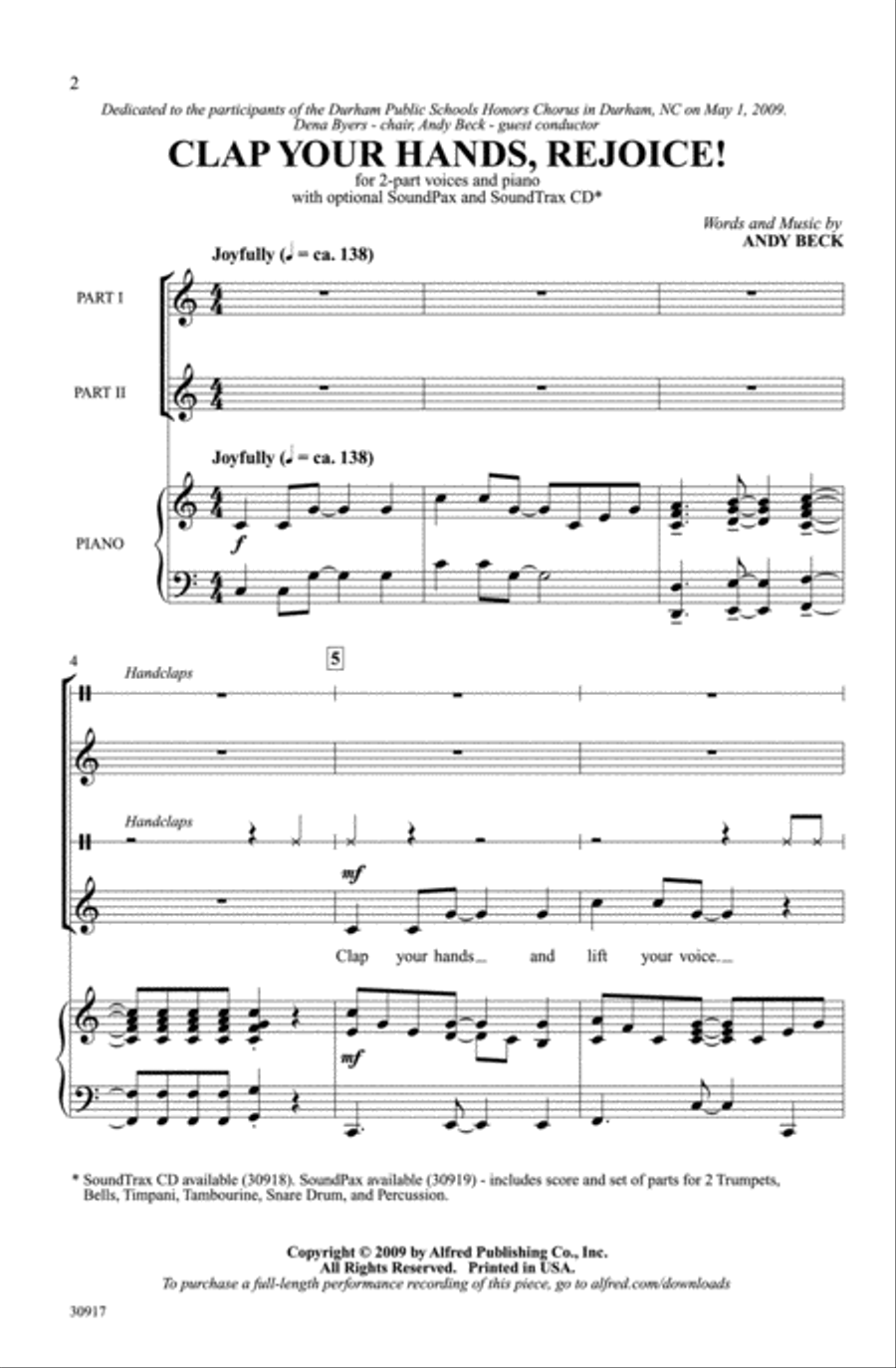 Clap Your Hands, Rejoice! 2-Part scores gallery preview page 2