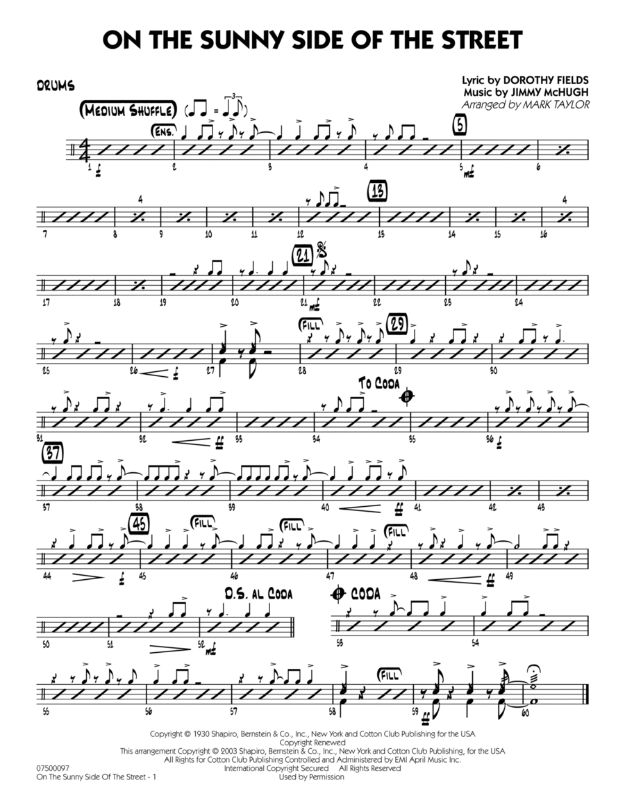 On The Sunny Side Of The Street - Drums Jazz Ensemble scores gallery preview page 1