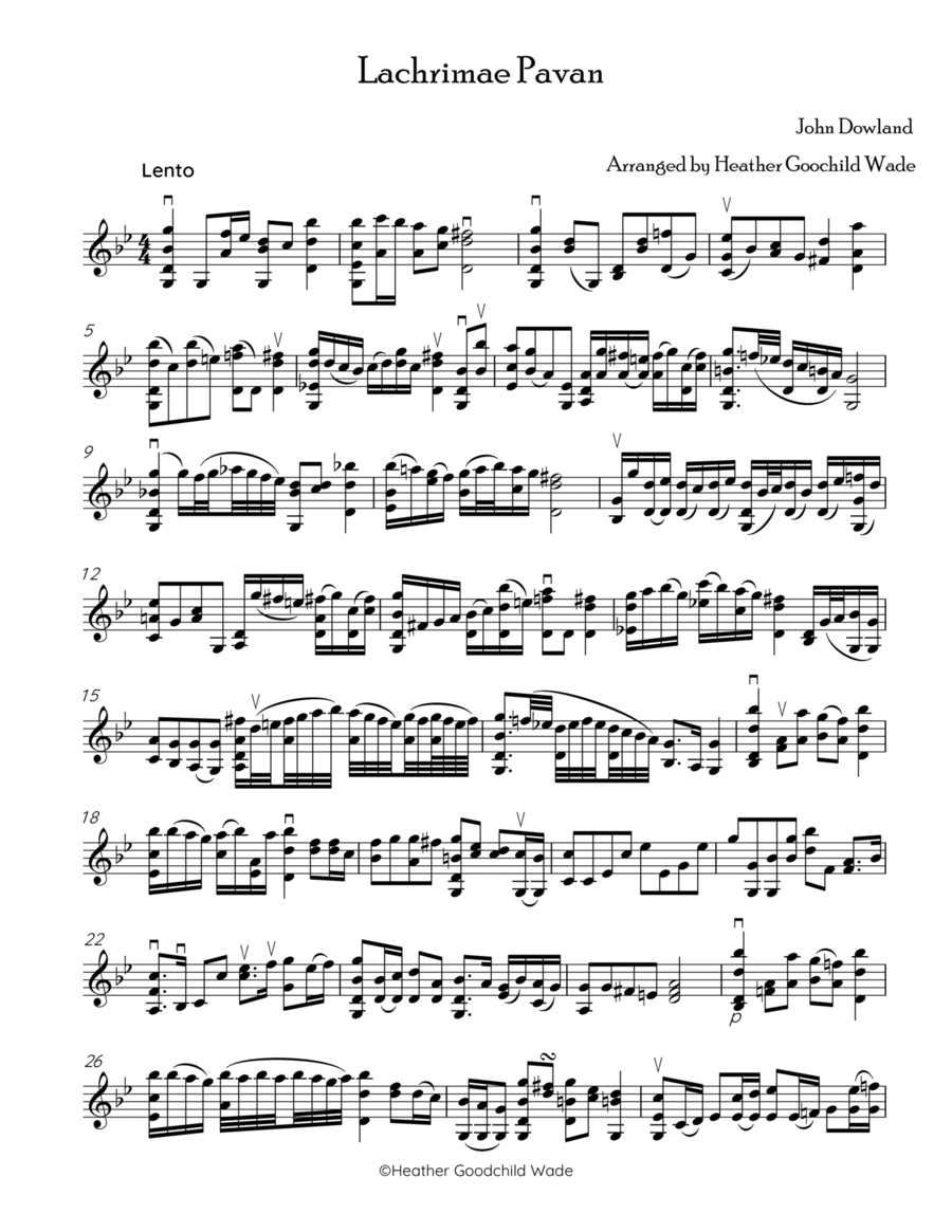 Lachrimae Pavan Violin Solo scores gallery preview page 1