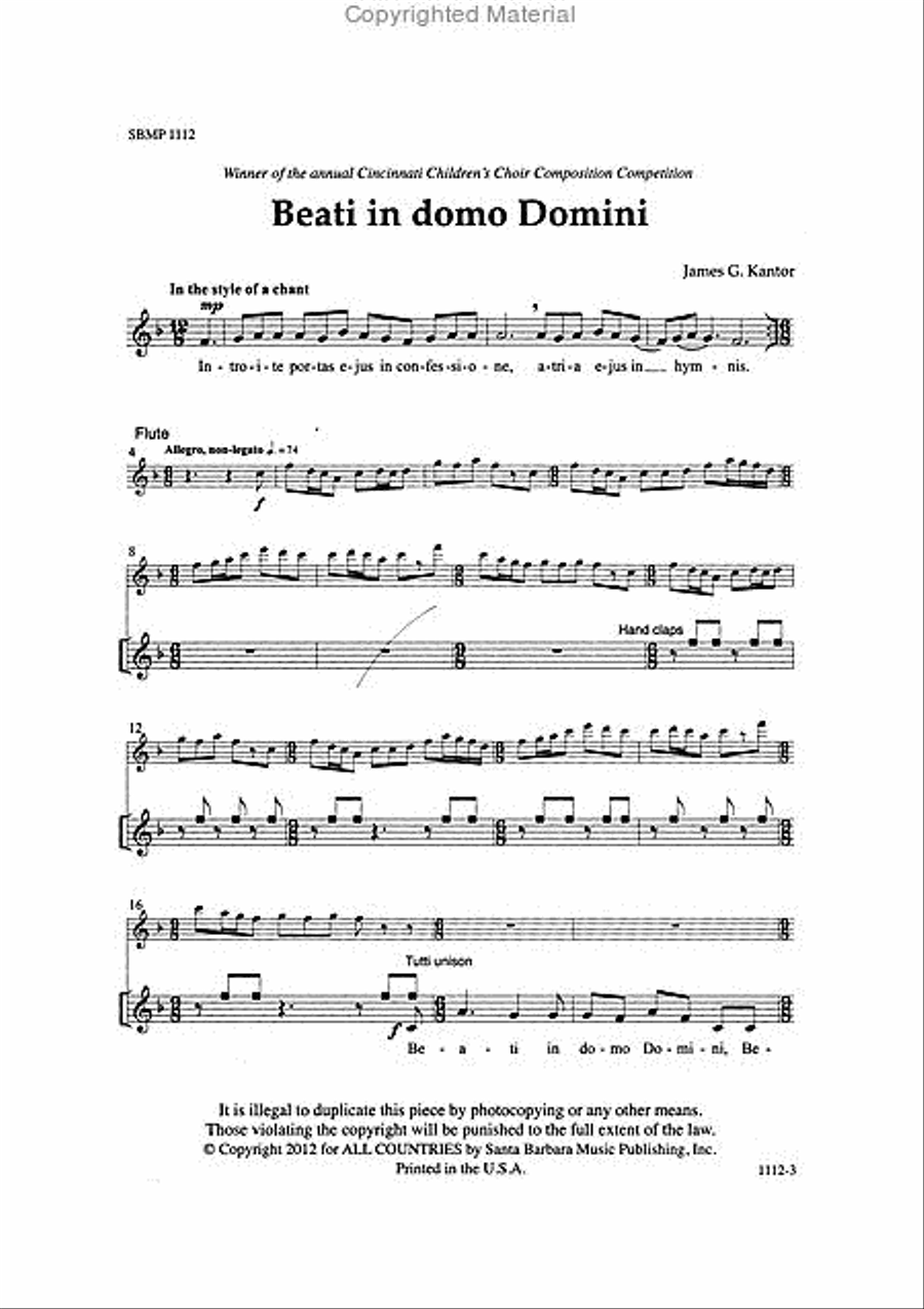 Beati in domo Domini - SSA Octavo SSA scores gallery preview page 2