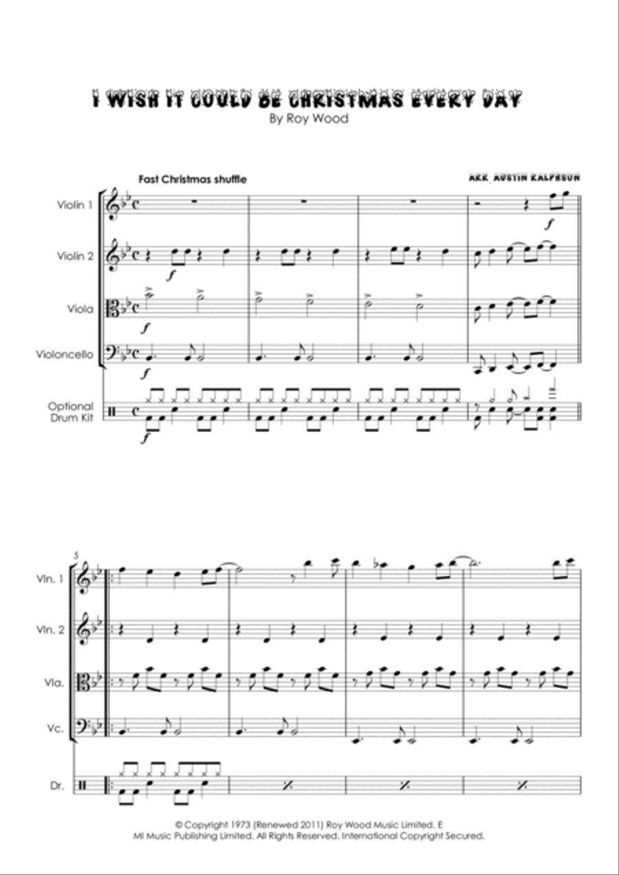 I Wish It Could Be Christmas Every Day String Quartet scores gallery preview page 3