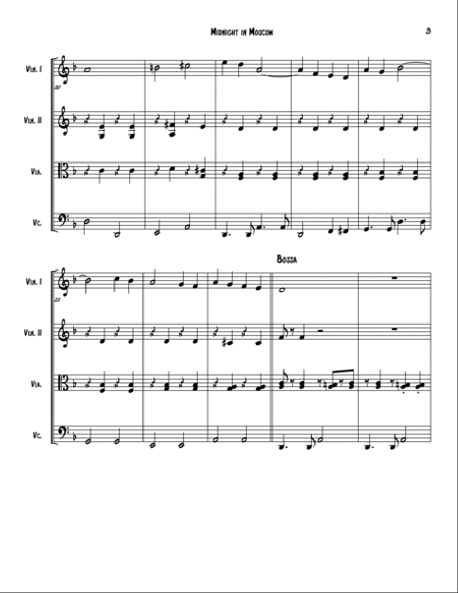 midnight in Moscow midnight in Moscow String Quartet scores gallery preview page 3
