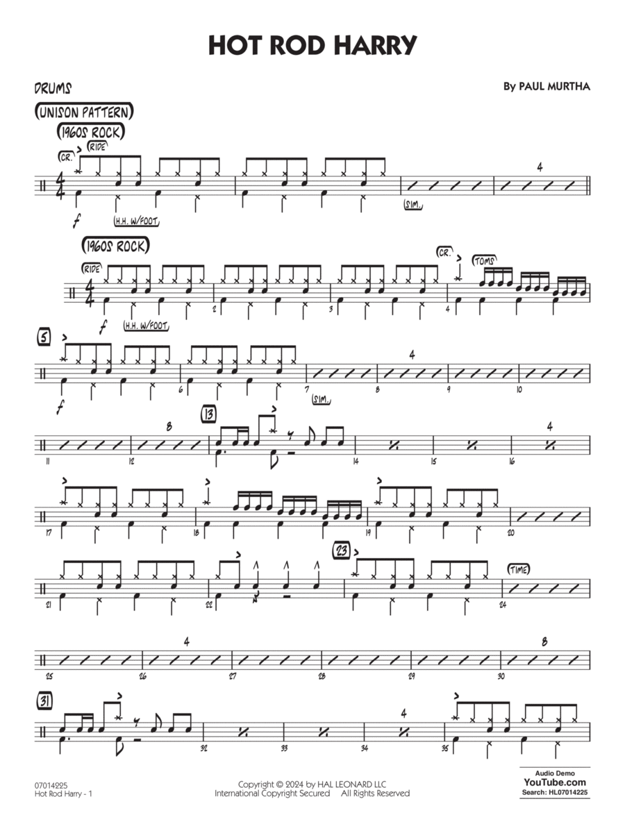 Hot Rod Harry - Drums Jazz Ensemble scores gallery preview page 1