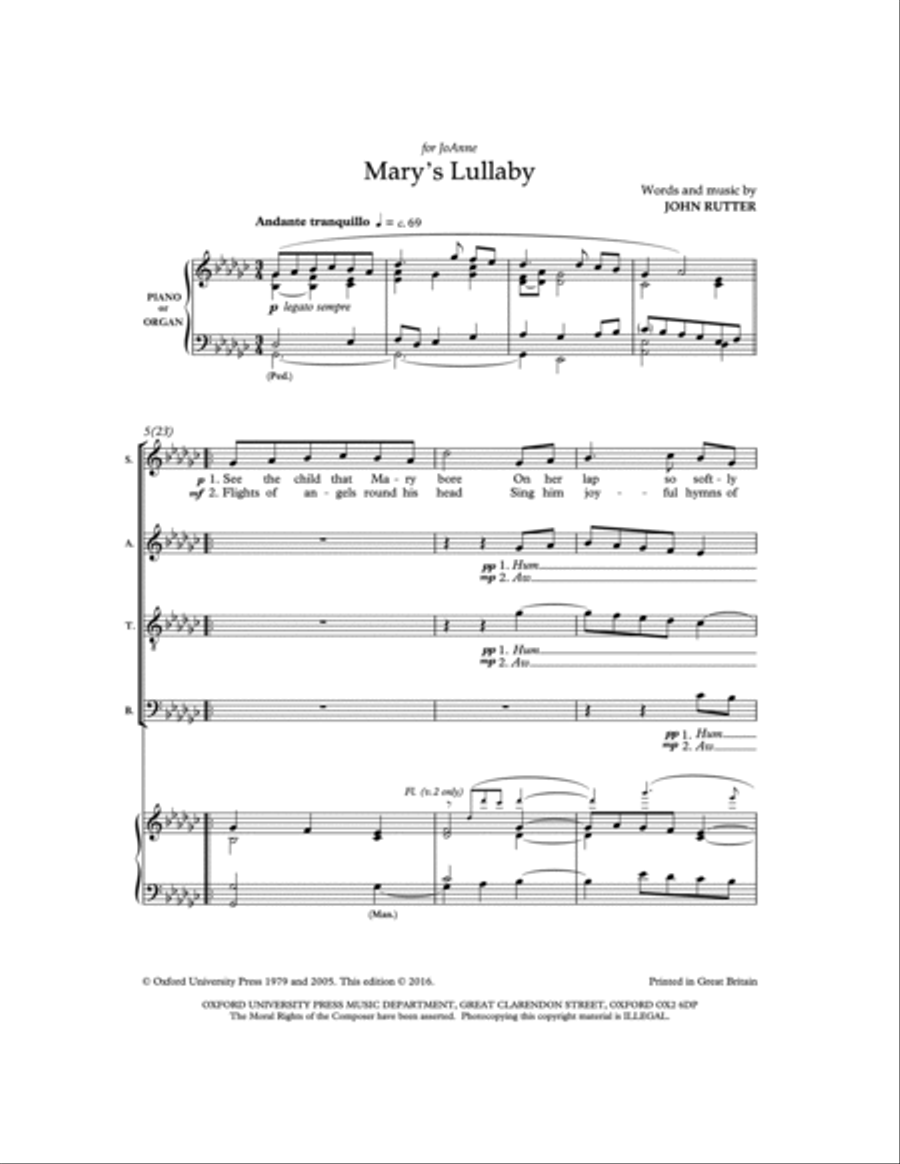 Mary's Lullaby 4-Part scores gallery preview page 3