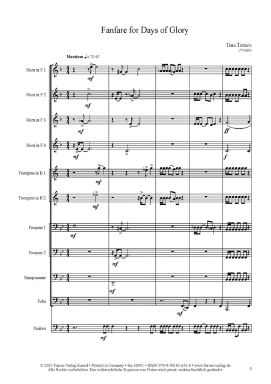 Fanfare for days of glory Brass Ensemble scores gallery preview page 2