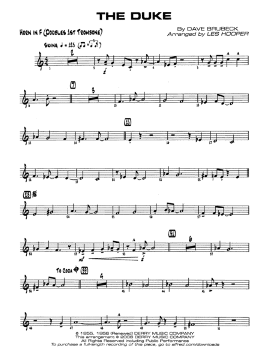 The Duke: 1st F Horn Jazz Ensemble scores gallery preview page 1