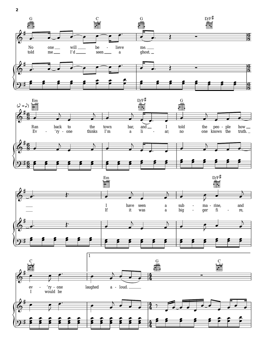 Submarines Piano, Vocal, Guitar scores gallery preview page 2