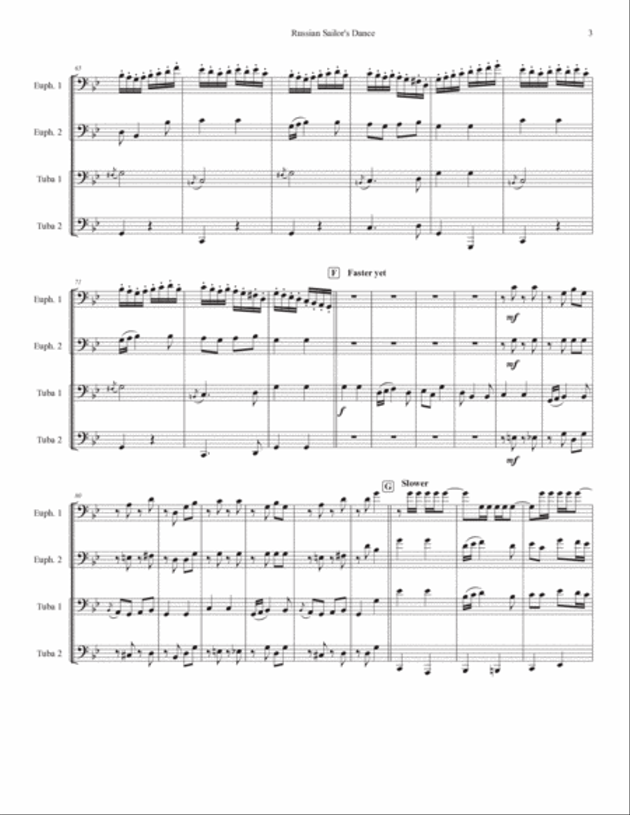 Russian Sailor's Dance Brass Quartet scores gallery preview page 3