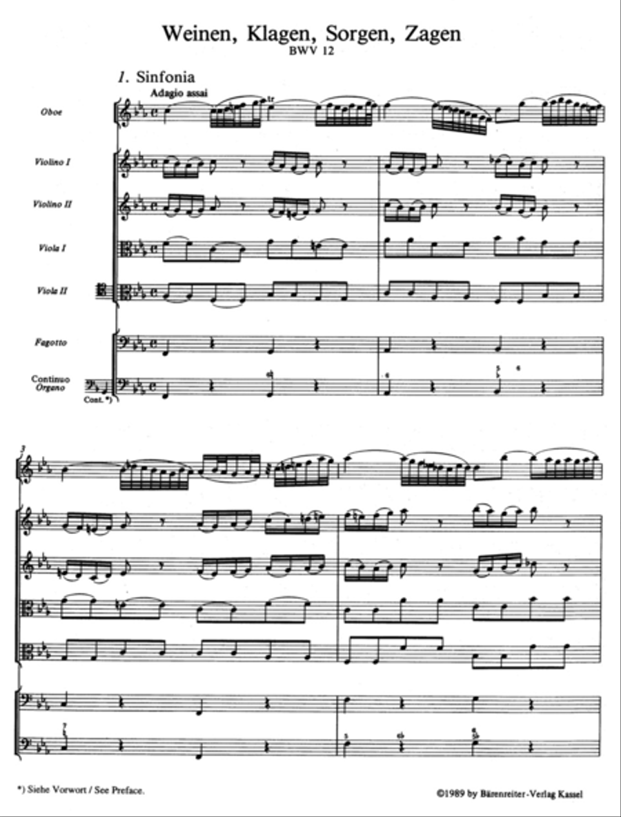 Weeping, crying, sorrow, sighing, BWV 12 4-Part scores gallery preview page 2