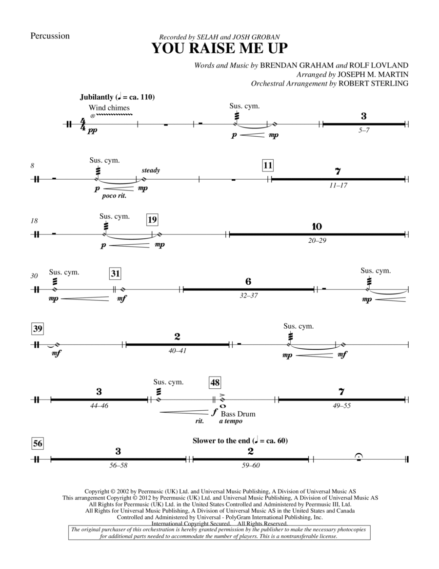 You Raise Me Up - Percussion Choir scores gallery preview page 1