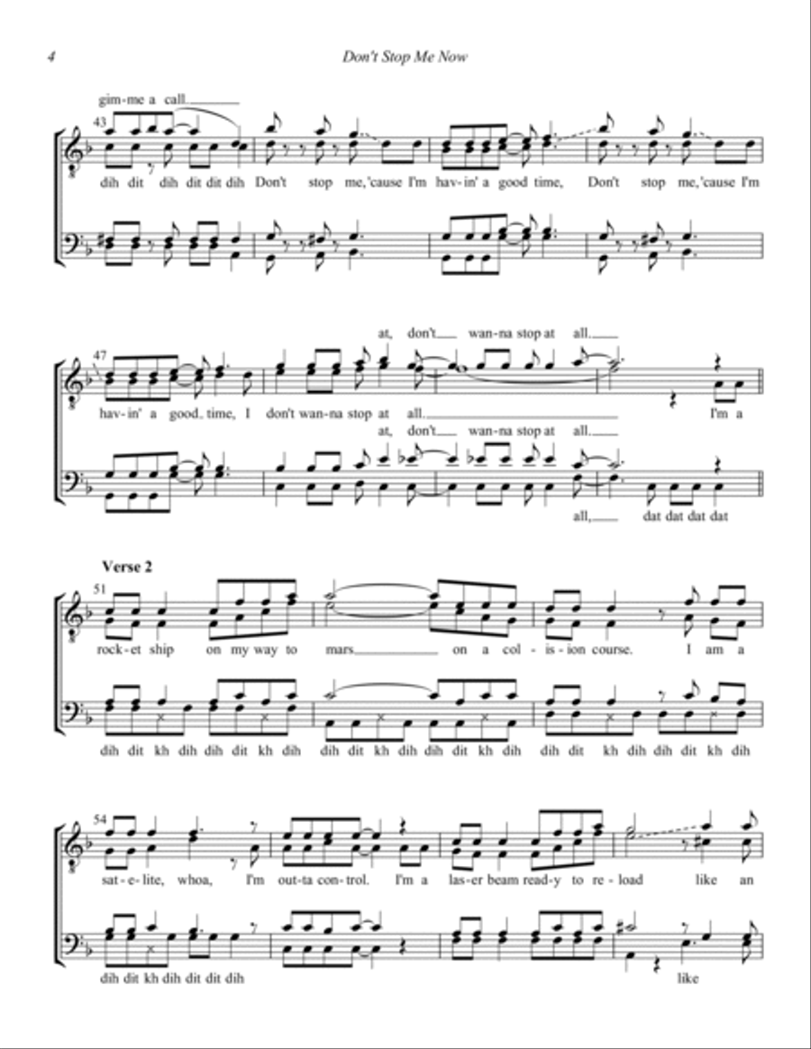 Don't Stop Me Now TTBB scores gallery preview page 4