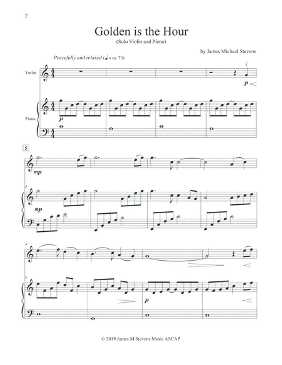 Golden is the Hour - Violin & Piano Golden is the Hour - Violin & Piano Violin Solo scores gallery preview page 2