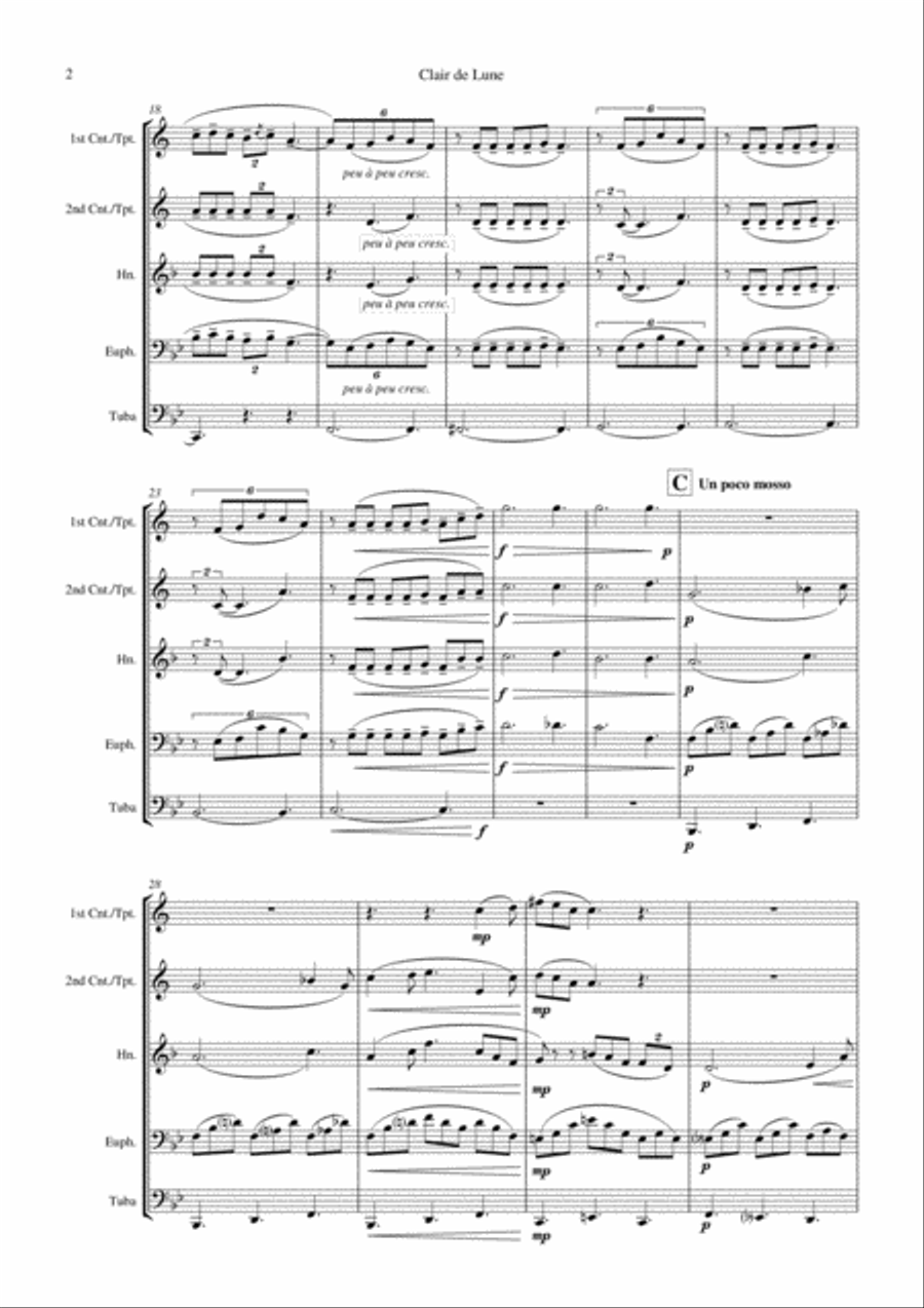 Clair de Lune (Claude Debussy) - Brass Quintet Brass Quintet scores gallery preview page 4