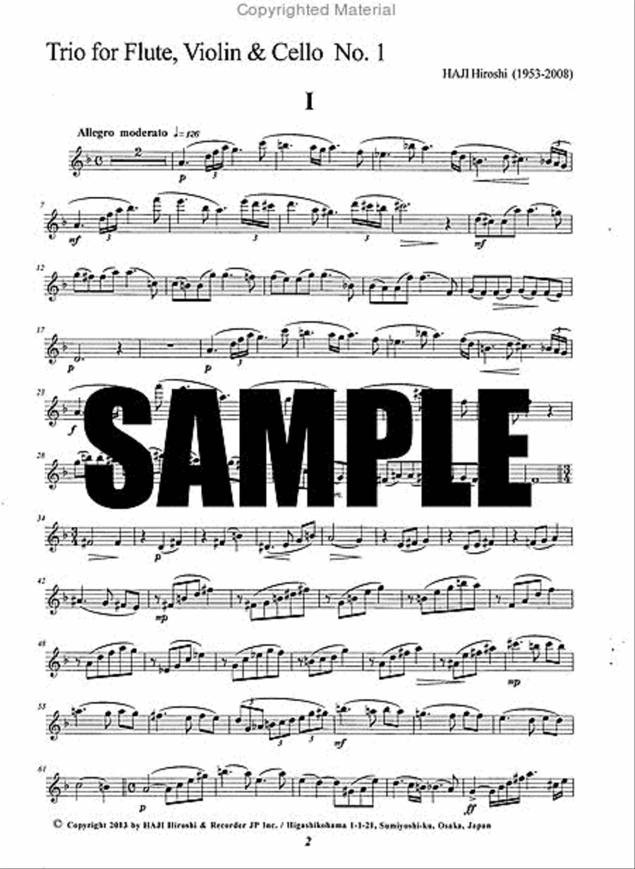 Trio No. 1 for Flute, Violin and Cello Flute scores gallery preview page 2
