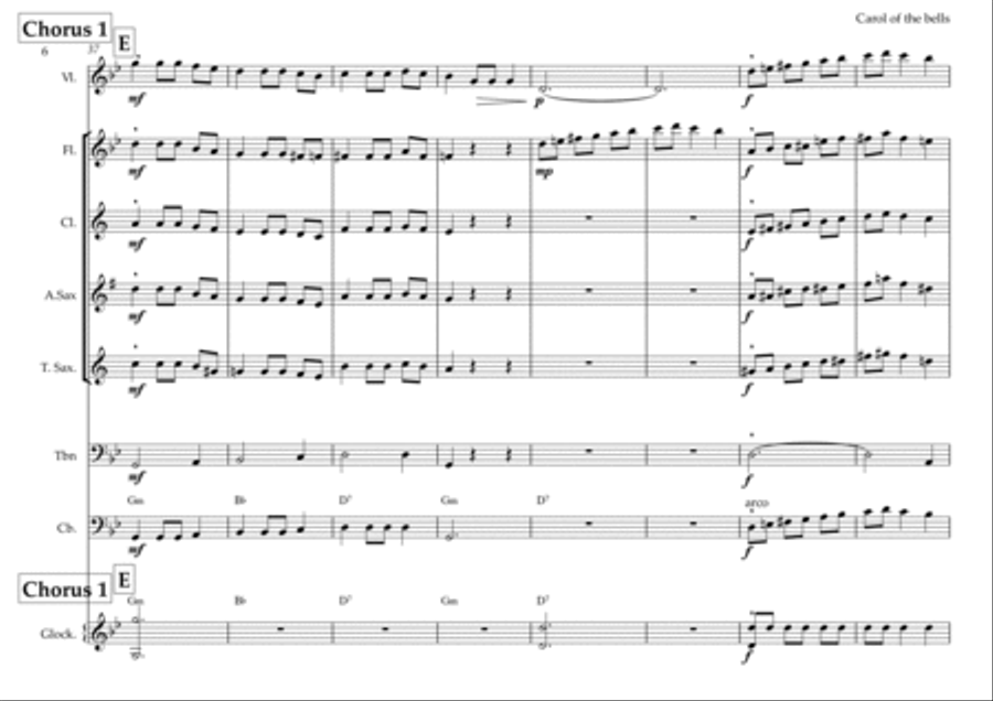 Carol of the bells (Shchedryk)(Ukrainian bell song) Chamber Music scores gallery preview page 6