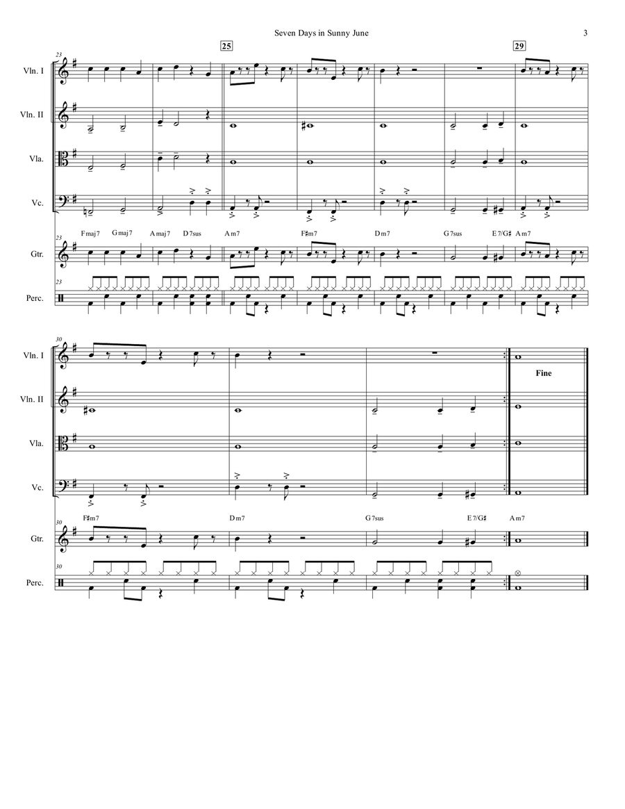 7 Sunny Days In June (Seven Days In Sunny June) String Quartet scores gallery preview page 4