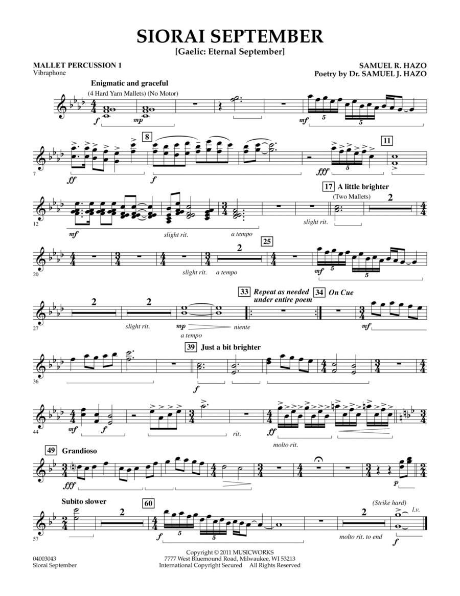 Siorai September - Mallet Percussion 1 Concert Band scores gallery preview page 1