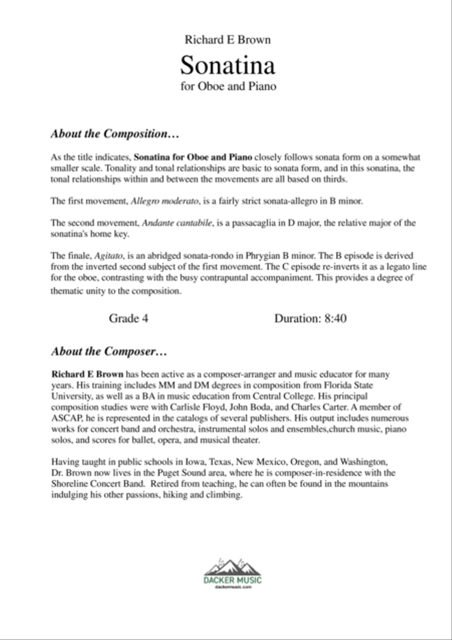 Sonatina for Oboe and Piano Piano scores gallery preview page 2