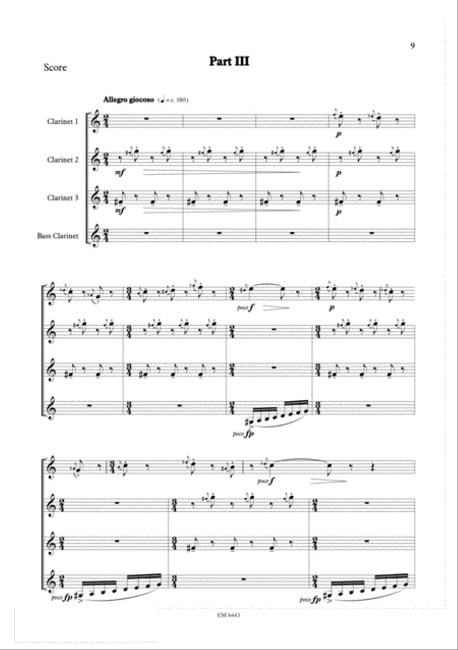 Dance Preludes for Clarinet Quartet Clarinet Quartet scores gallery preview page 4