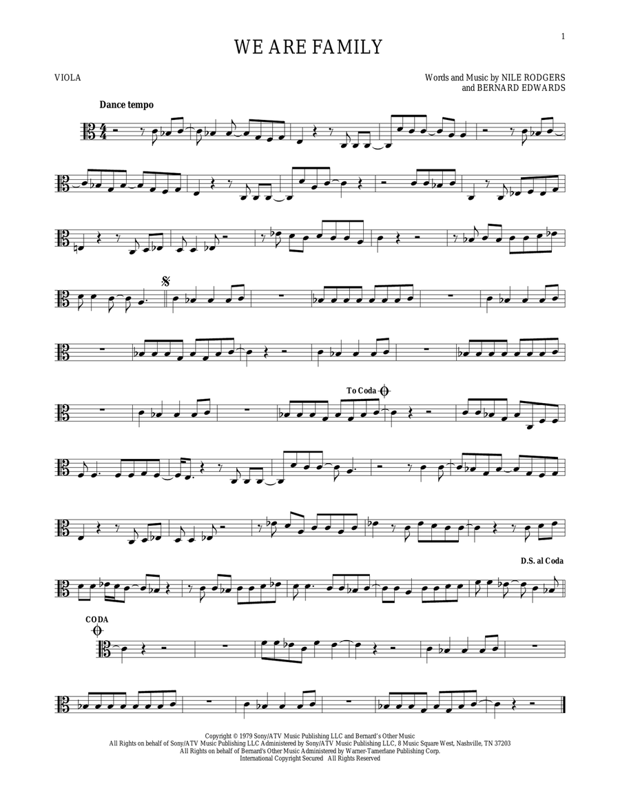 We Are Family Viola Solo scores gallery preview page 1