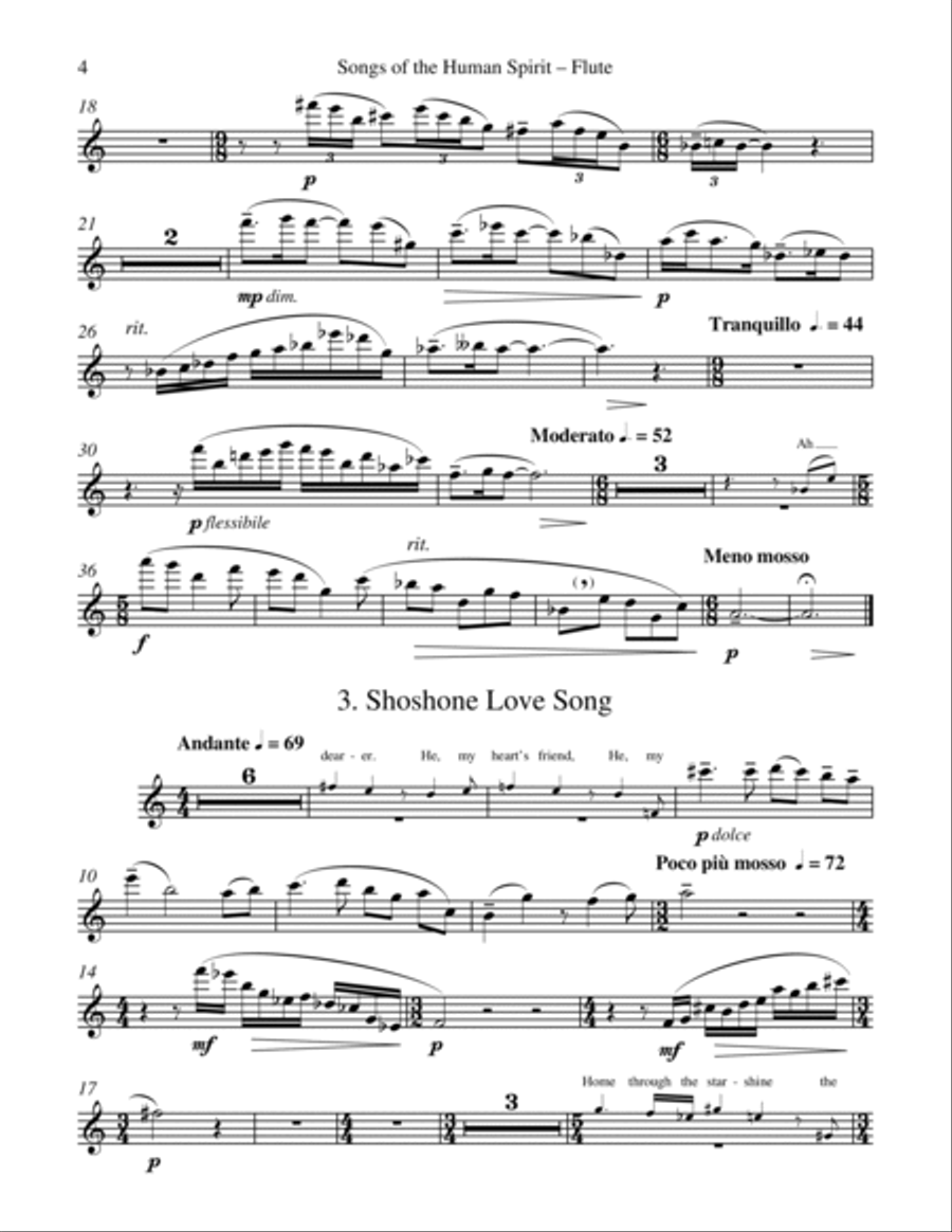 Songs of the Human Spirit (Flute part) Flute Solo scores gallery preview page 4