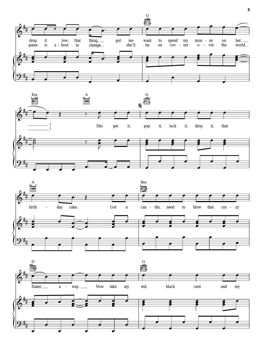Fire Burning Piano, Vocal, Guitar scores gallery preview page 3