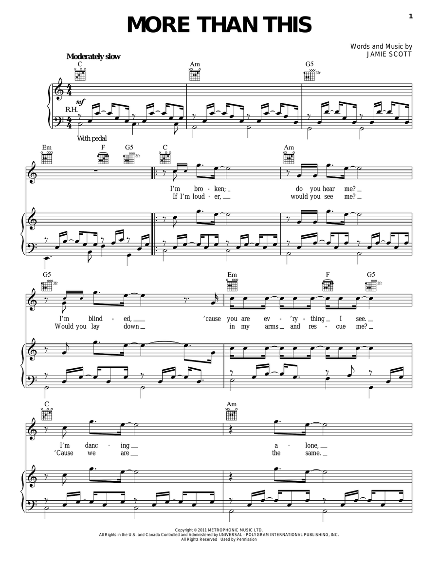 More Than This Acoustic Guitar scores gallery preview page 1