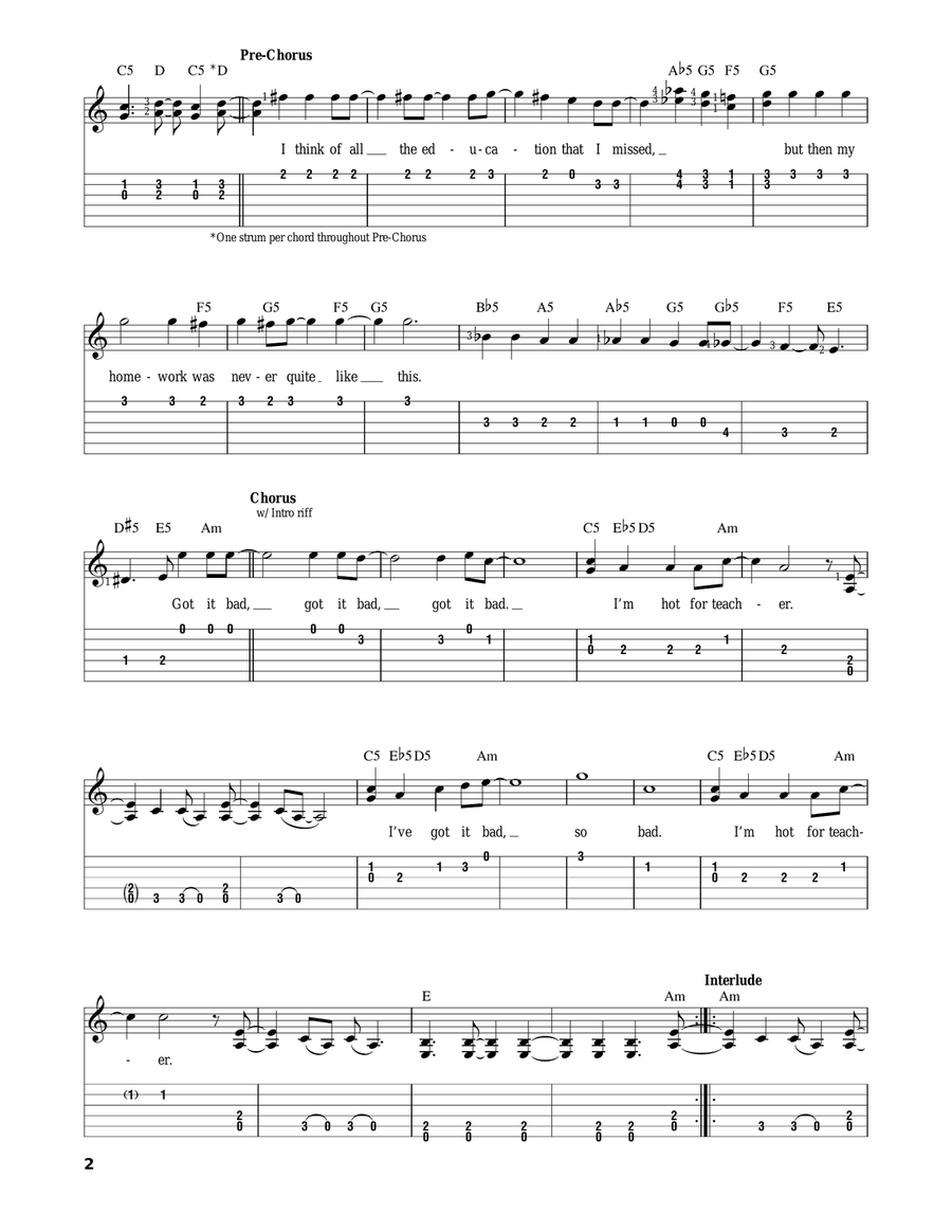 Hot For Teacher Hot For Teacher Acoustic Guitar scores gallery preview page 2