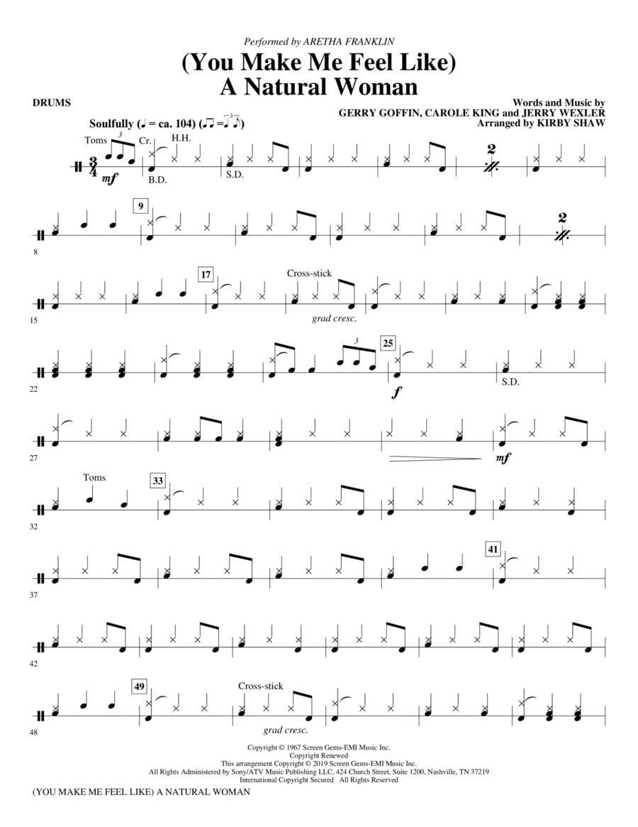 (You Make Me Feel Like) A Natural Woman (arr. Kirby Shaw) - Drums