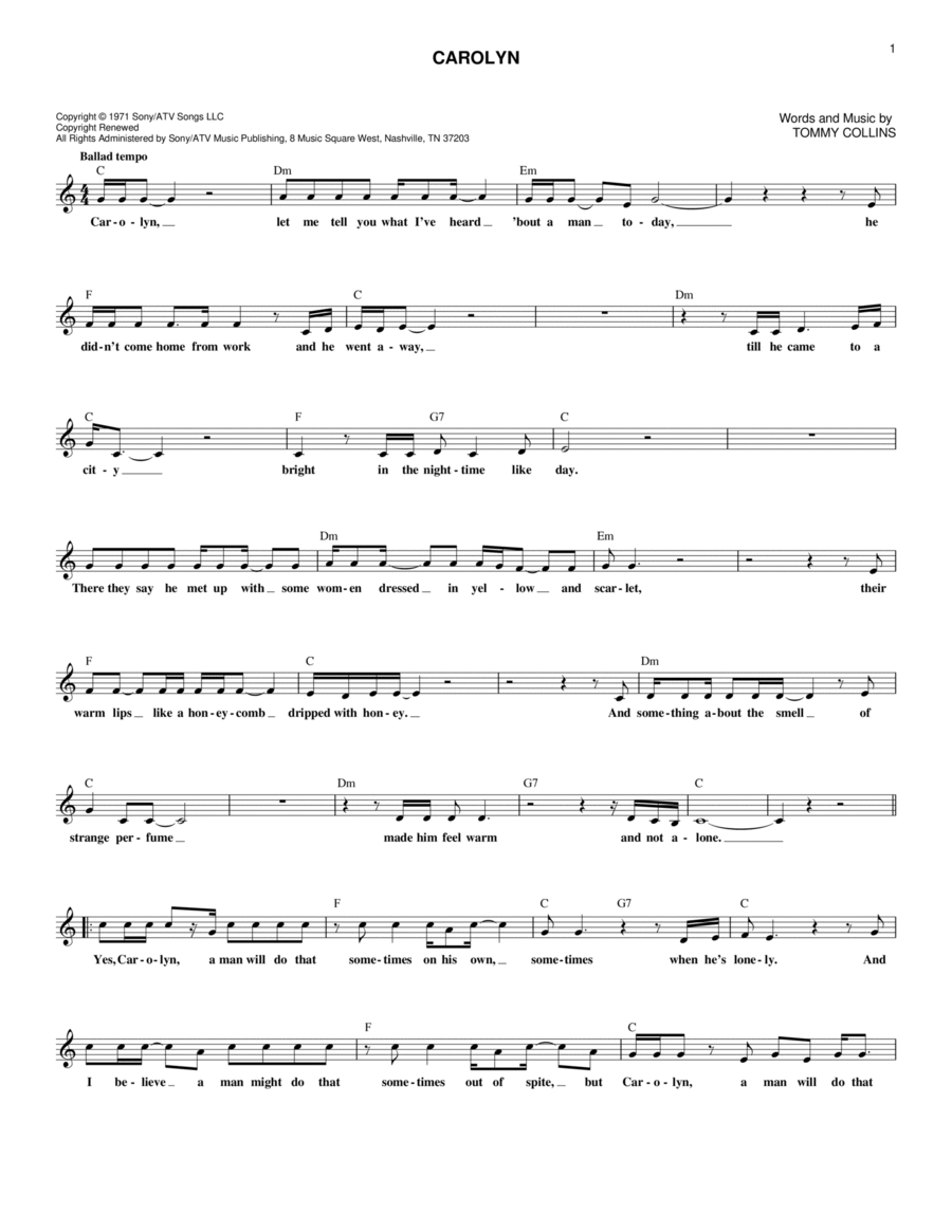 Carolyn Piano scores gallery preview page 1