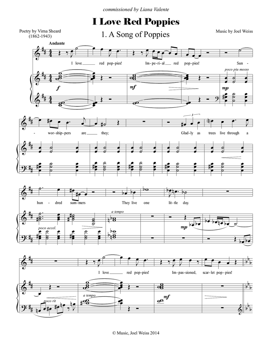 I Love Red Poppies Soprano Voice scores gallery preview page 2
