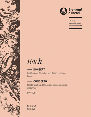 Book cover for Harpsichord Concerto in D major BWV 1054