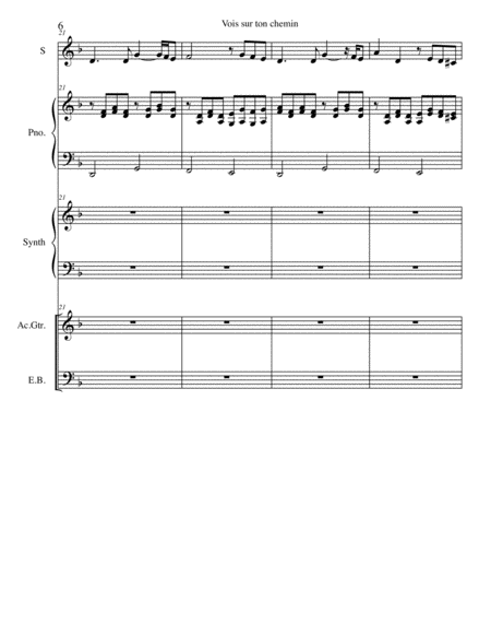 Vois ton chemin (score et 4 partitions (piano, guitare, basse batterie) image number null