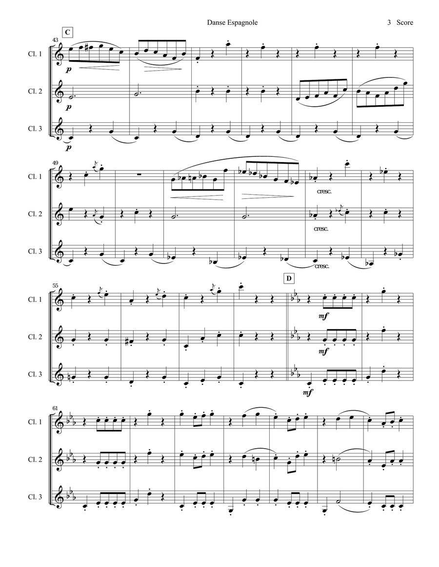 Danse Espagnole for Clarinet Trio Danse Espagnole for Clarinet Trio Clarinet Trio scores gallery preview page 4