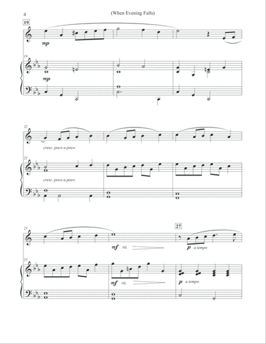 When Evening Falls - Alto Sax & Piano Alto Saxophone scores gallery preview page 4