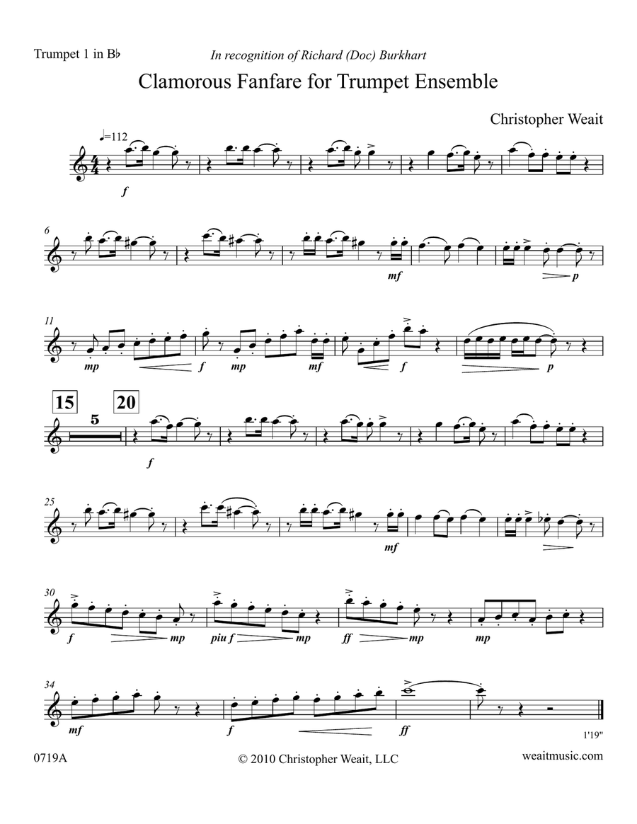 Clamorous Fanfare for 5 trumpets (1’19) Brass Quintet scores gallery preview page 5