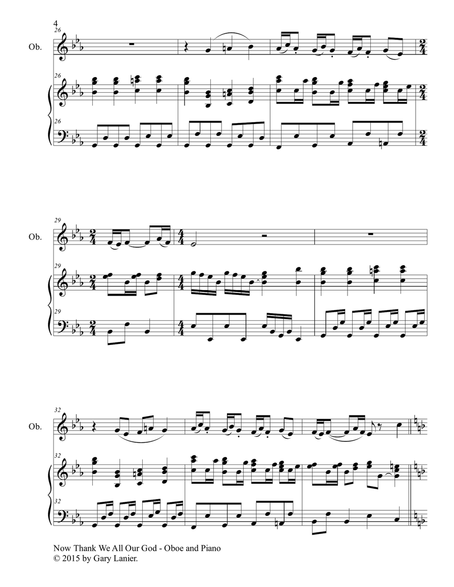 NOW THANK WE ALL OUR GOD (Duet – Oboe and Piano/Score and Parts) Woodwind Duet scores gallery preview page 5