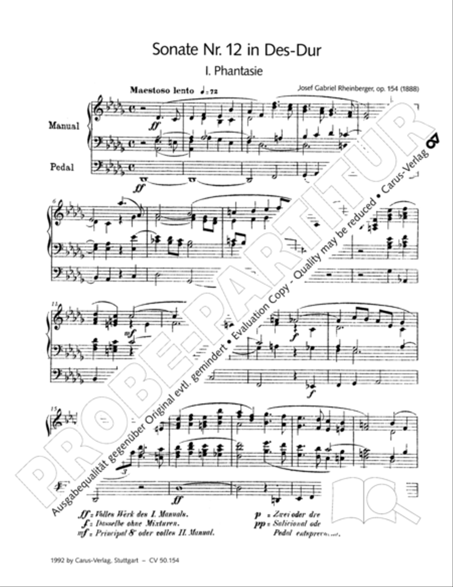 Organ Sonata No. 12 in D flat major Organ Solo scores gallery preview page 7